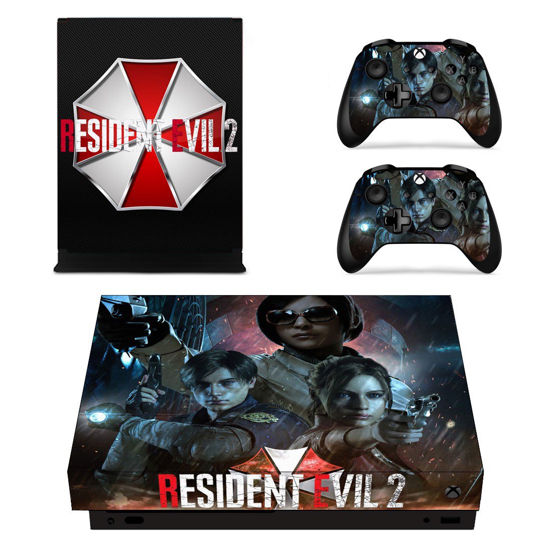 Resident Evil 2 decal skin sticker for Xbox One X console and controllers