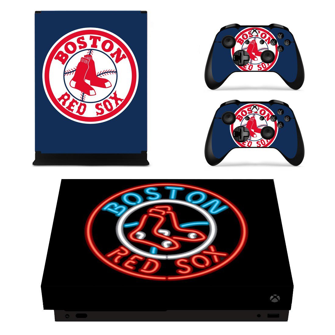 Boston Red Sox decal skin sticker for Xbox One X console and controllers