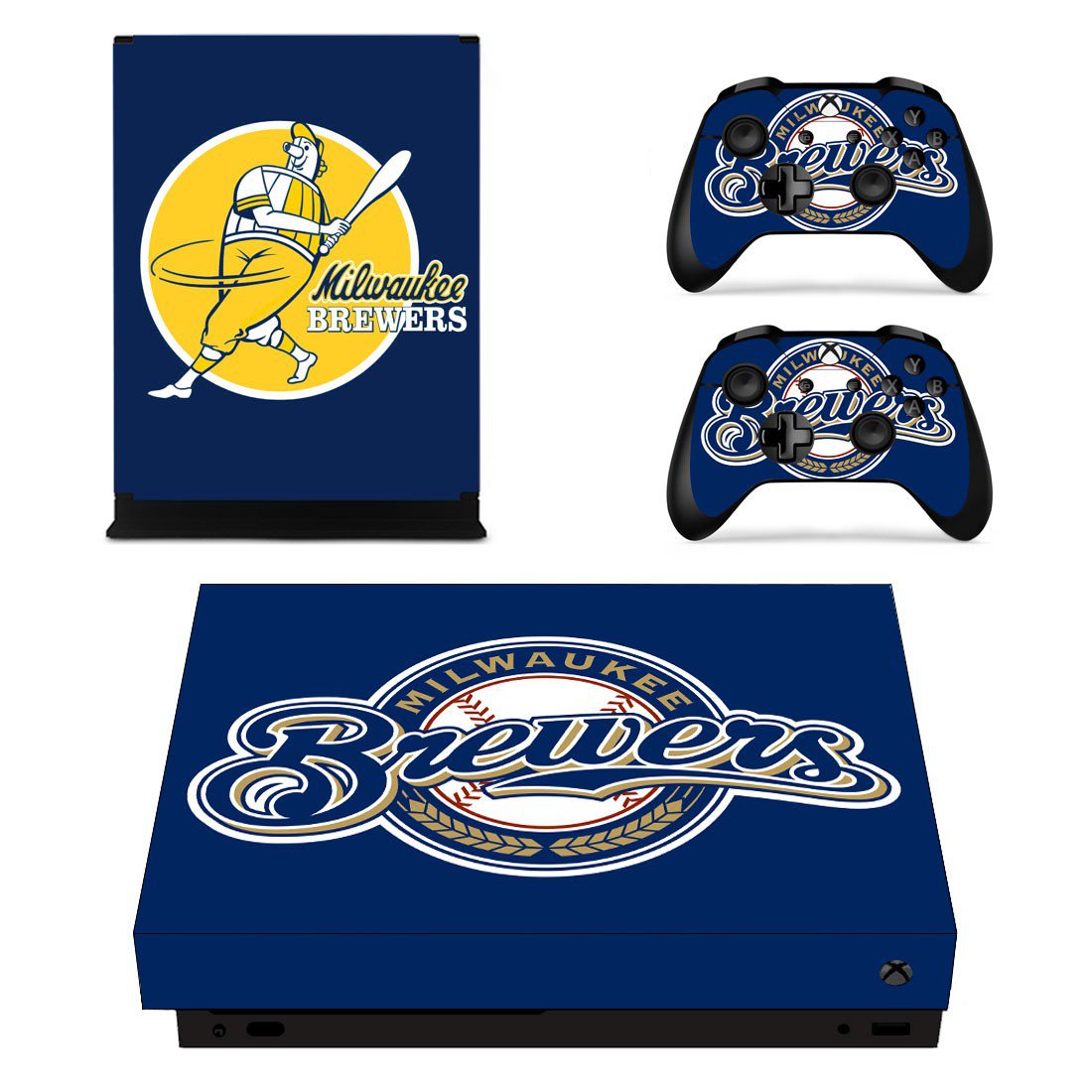 Milwaukee Brewers decal skin sticker for Xbox One X console and controllers