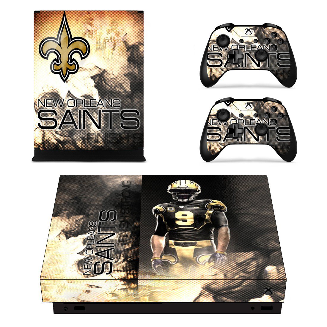 New Orleans Saints decal skin sticker for Xbox One X console and controllers