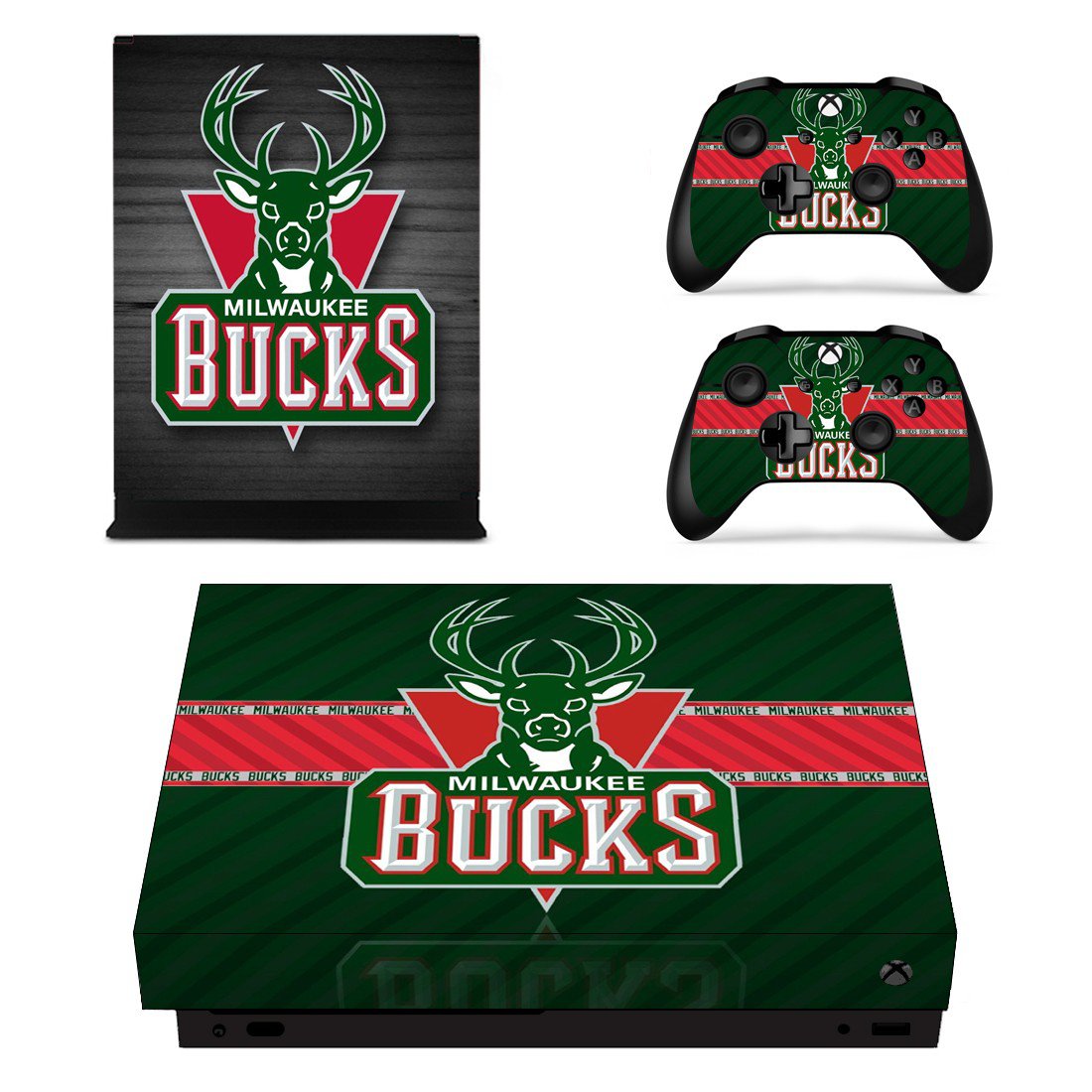 Milwaukee Bucks decal skin sticker for Xbox One X console and controllers