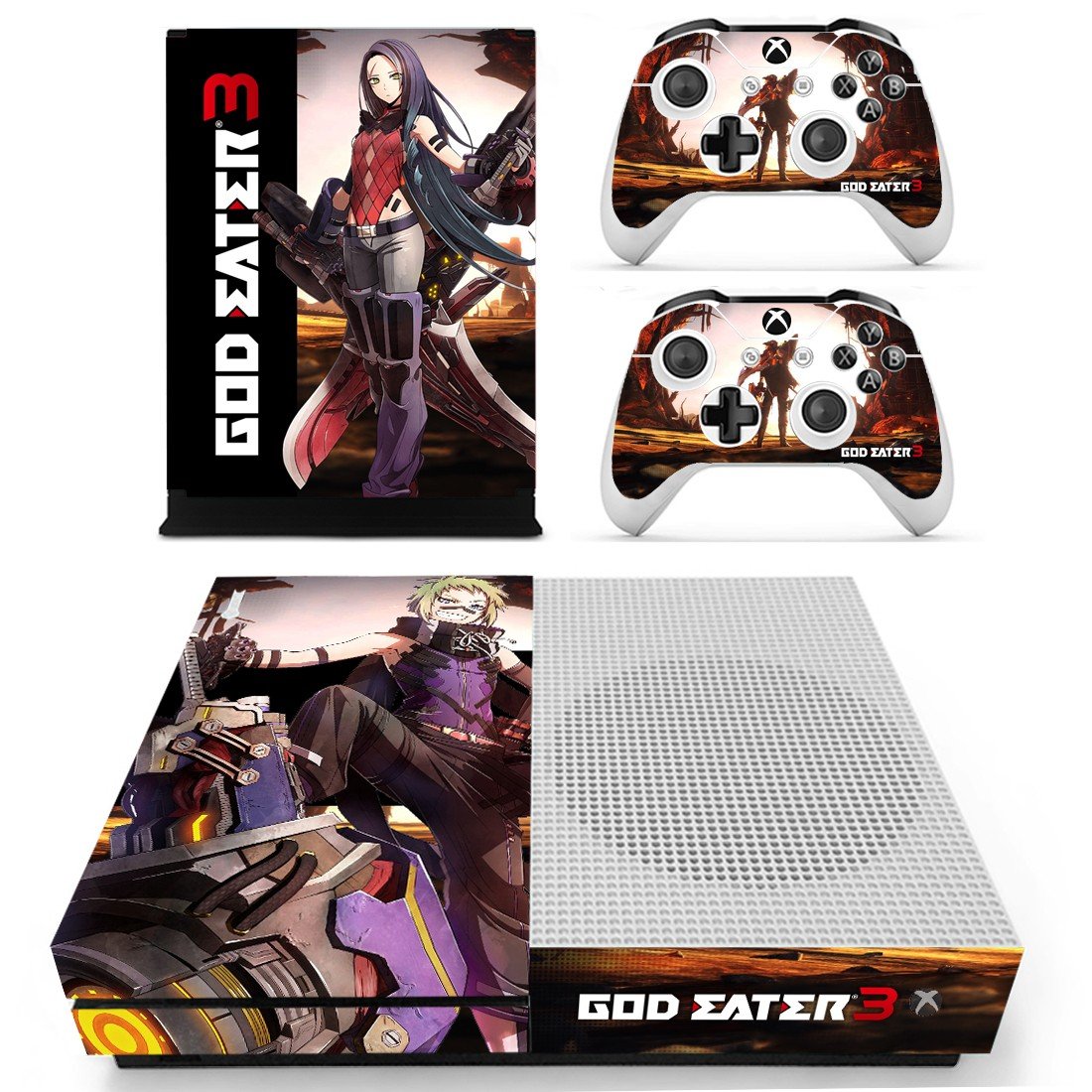 God Eater 3 decal skin sticker for Xbox One S console and controllers