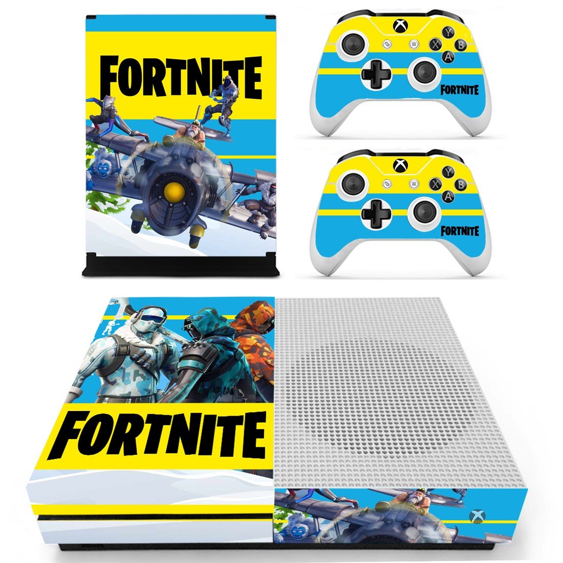 Fortnite decal skin sticker for Xbox One S console and controllers