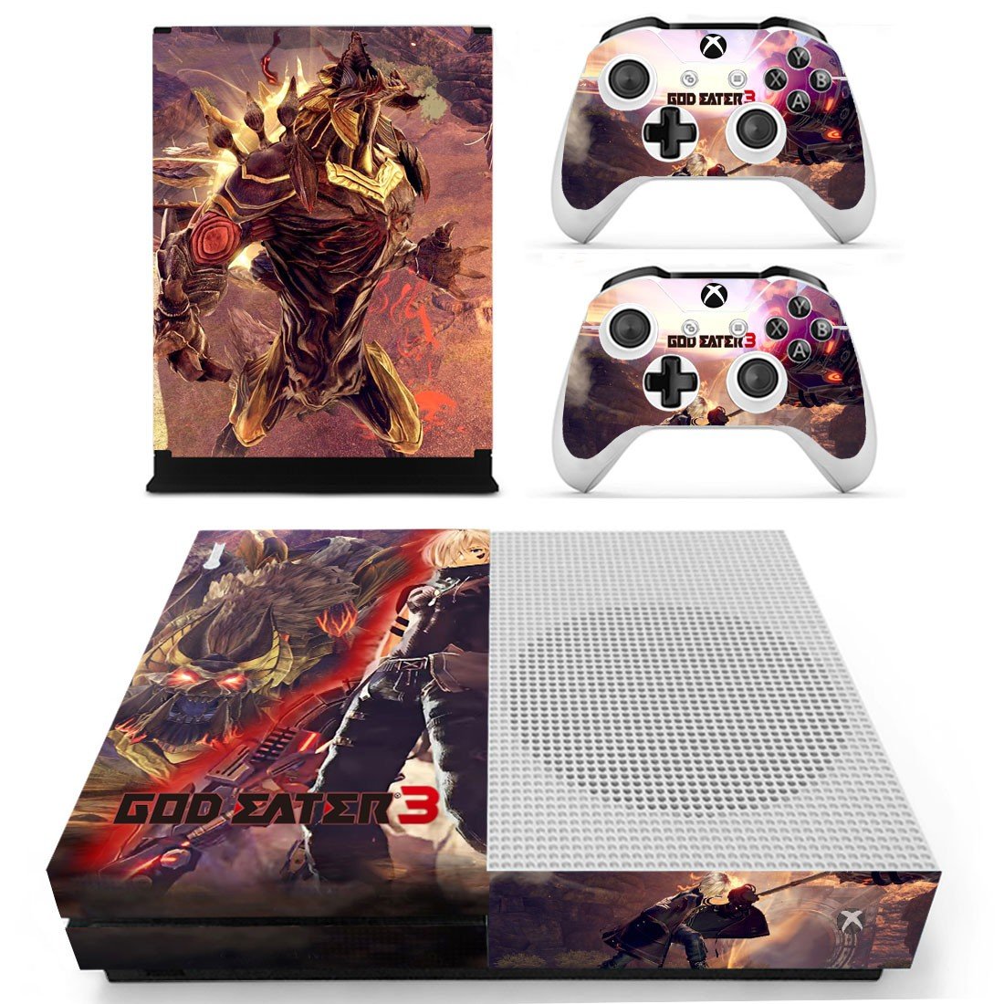 God Eater 3 decal skin sticker for Xbox One S console and controllers