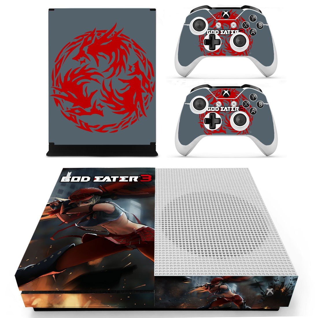 God Eater 3 decal skin sticker for Xbox One S console and controllers