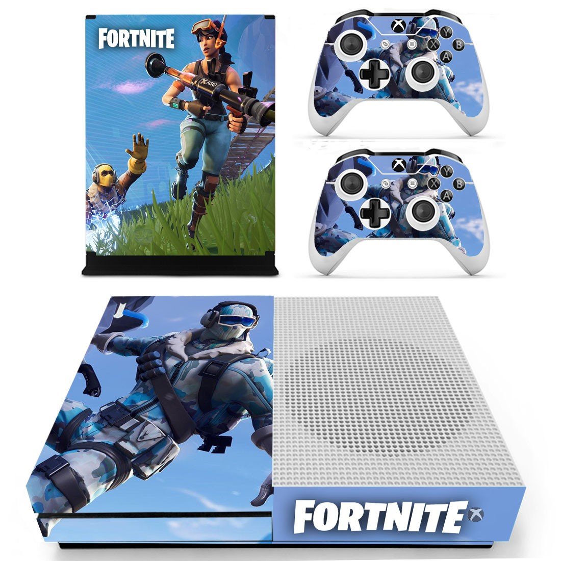 Fortnite decal skin sticker for Xbox One S console and controllers