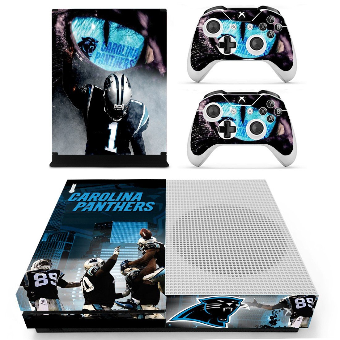 Carolina Panthers decal skin sticker for Xbox One S console and controllers