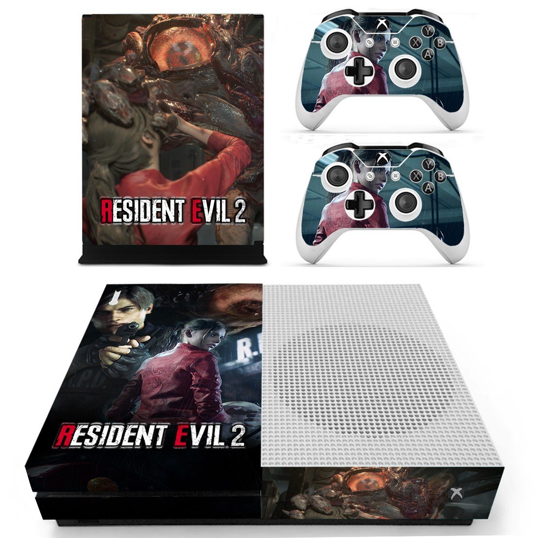 Resident Evil 2 decal skin sticker for Xbox One S console and controllers