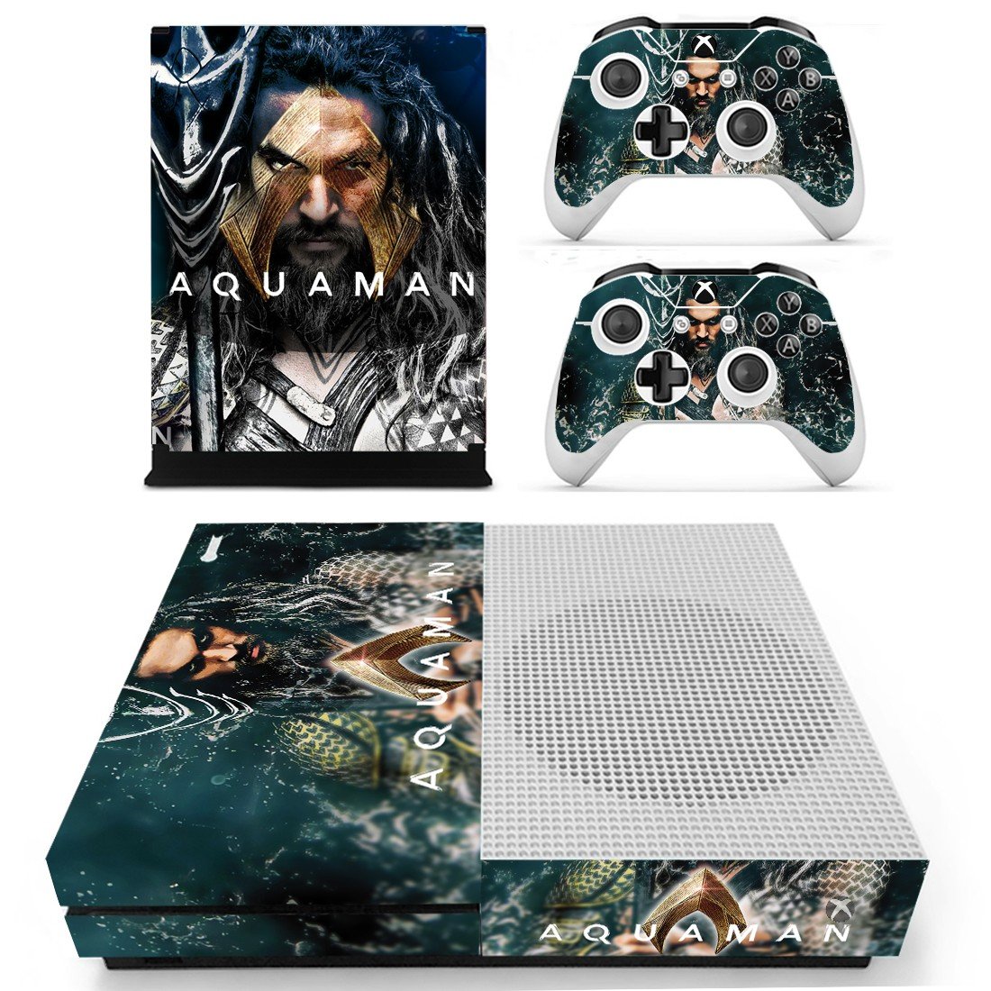 AquaMan decal skin sticker for Xbox One S console and controllers