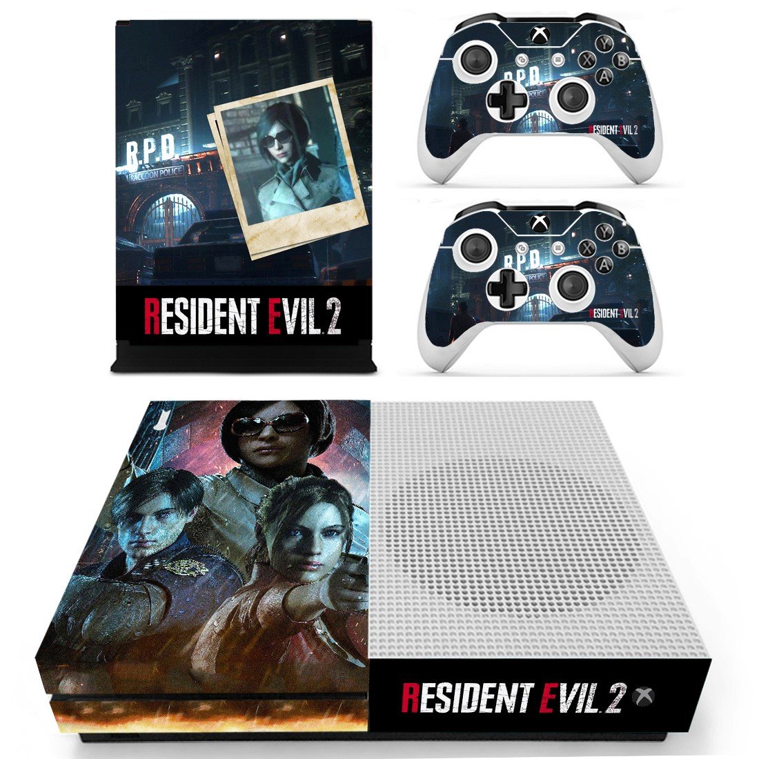 Resident Evil 2 decal skin sticker for Xbox One S console and controllers
