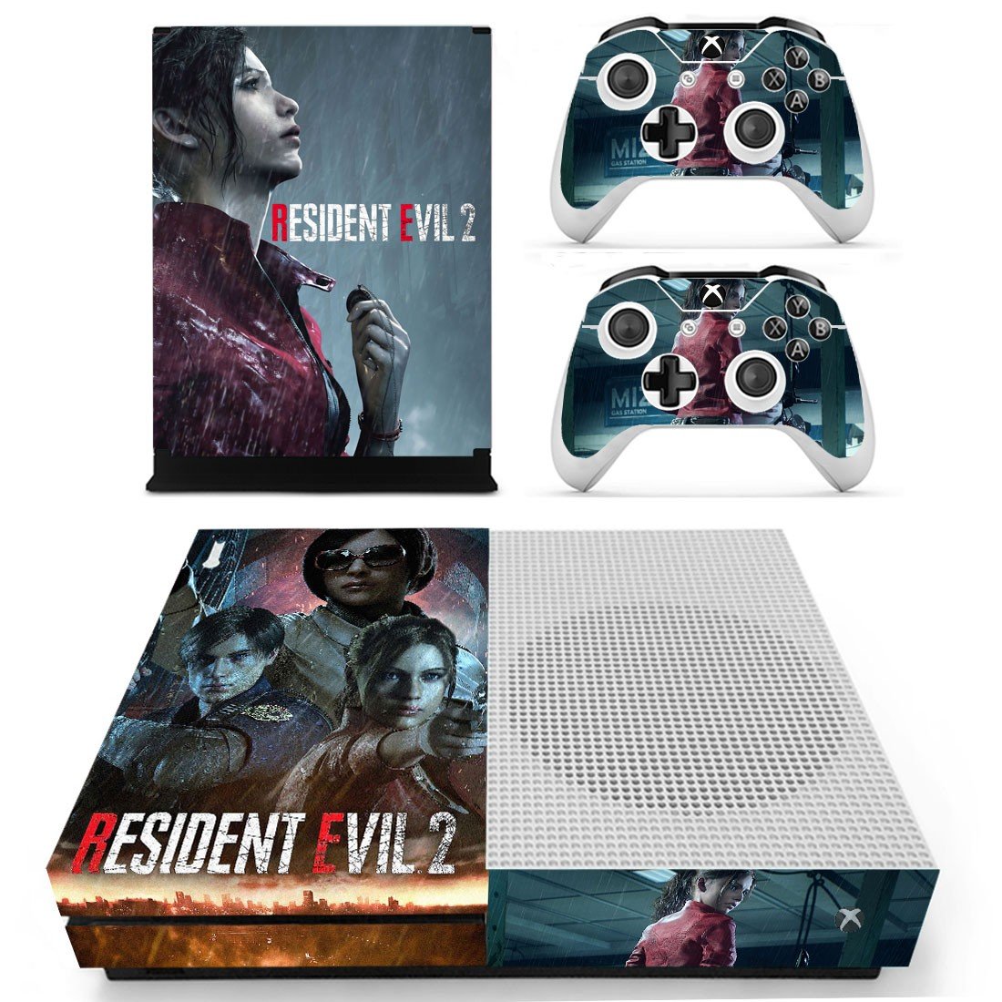 Resident Evil 2 decal skin sticker for Xbox One S console and controllers