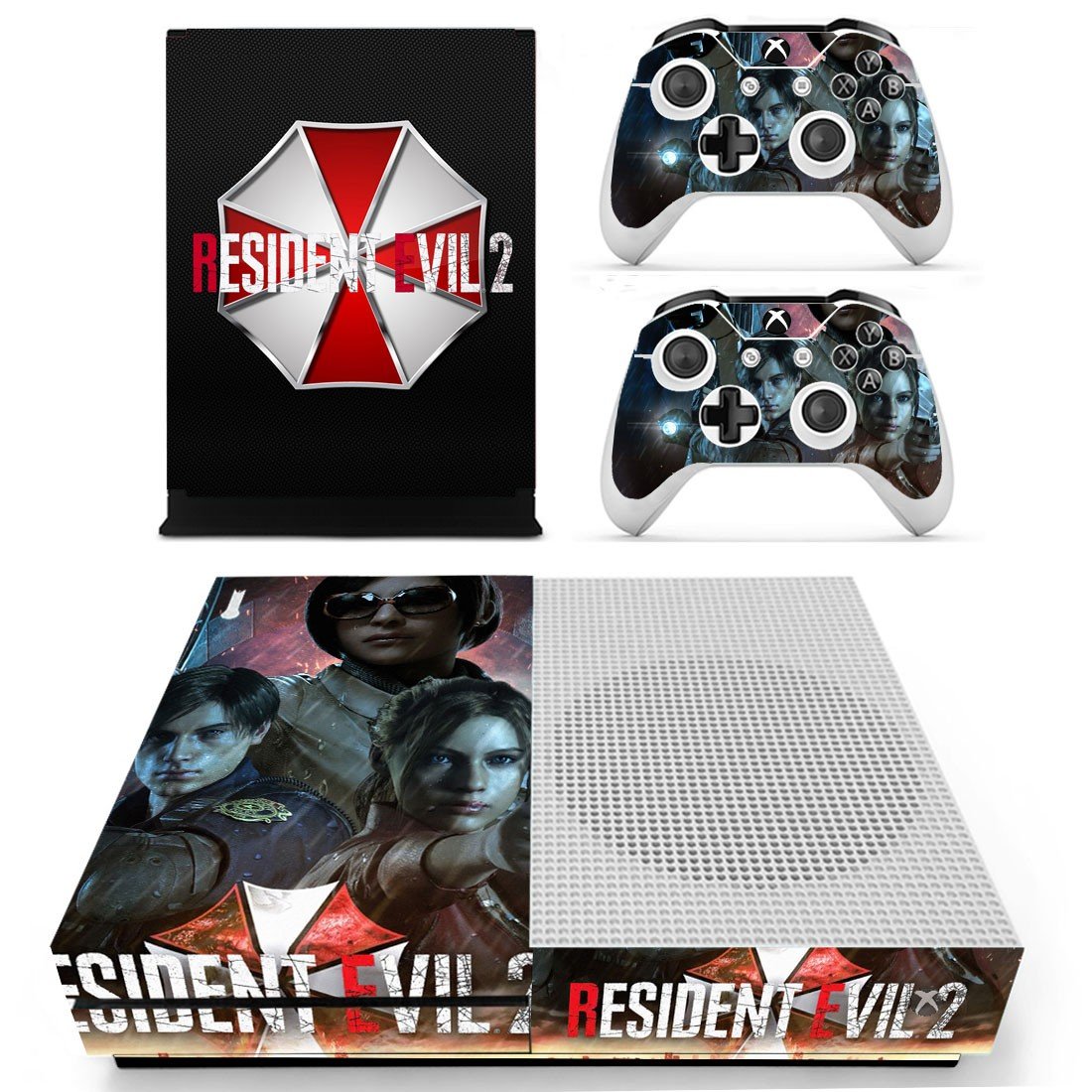 Resident Evil 2 decal skin sticker for Xbox One S console and controllers