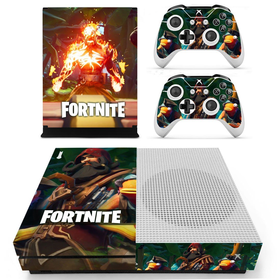 Fortnite decal skin sticker for Xbox One S console and controllers