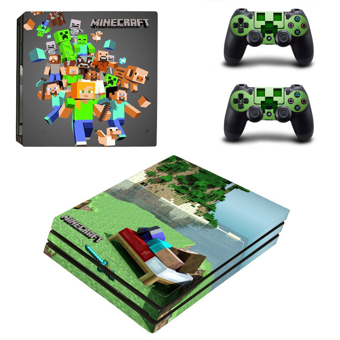 Minecraft decal skin sticker for PS4 Pro console and controllers