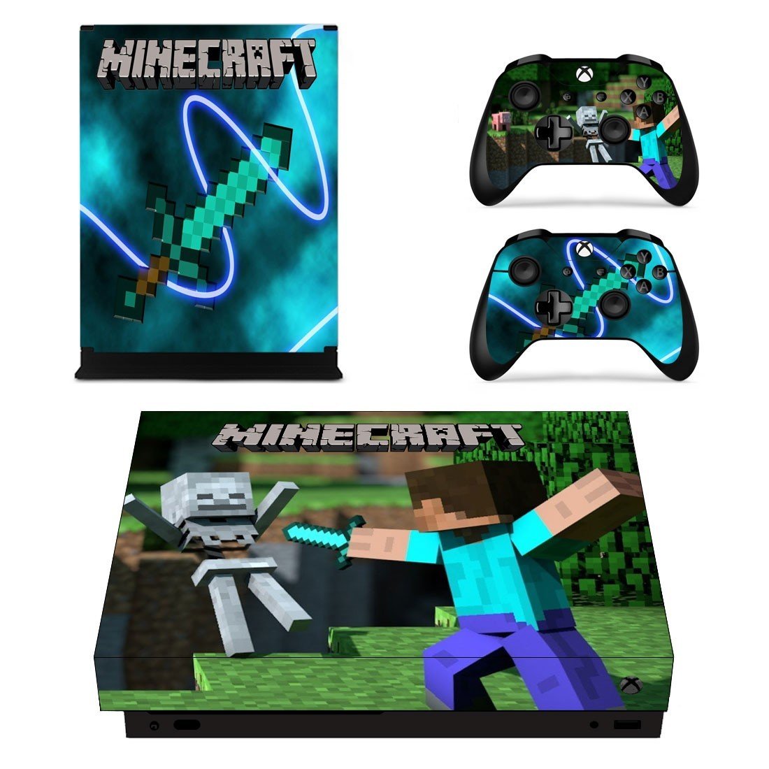Minecraft decal skin sticker for Xbox One X console and controllers