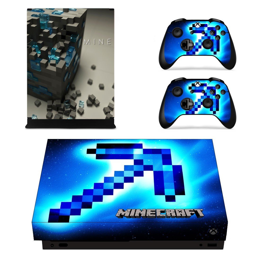 Minecraft decal skin sticker for Xbox One X console and controllers