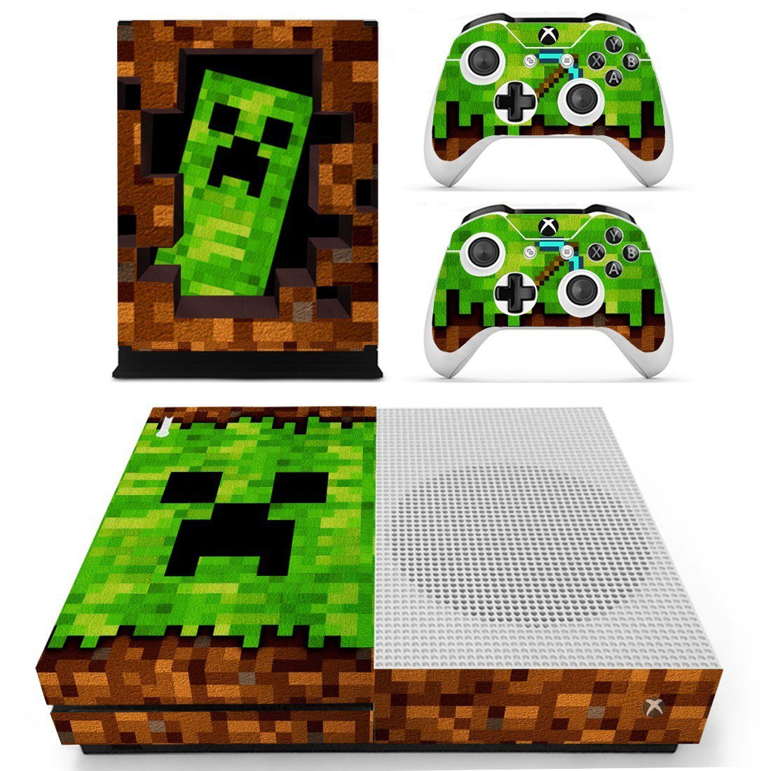 Minecraft decal skin sticker for Xbox One S console and controllers