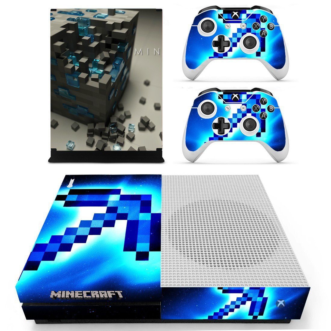 Minecraft decal skin sticker for Xbox One S console and controllers