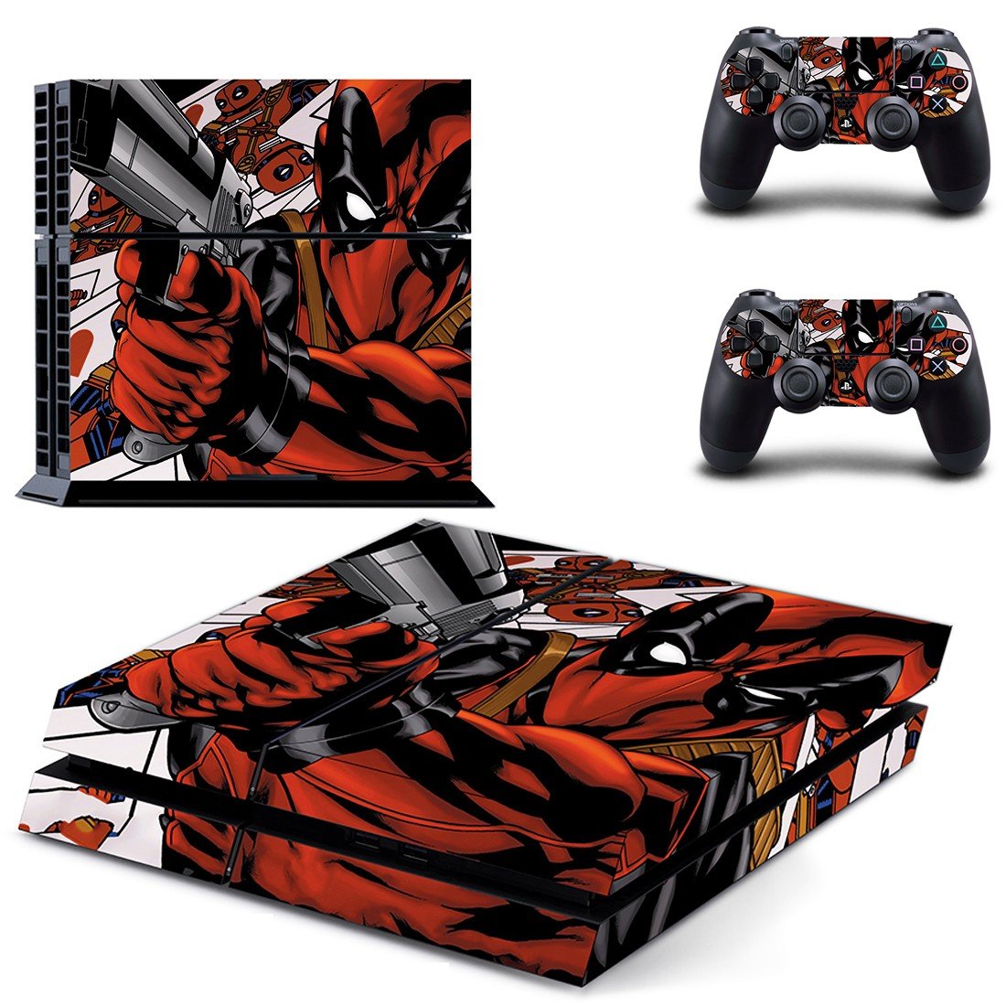 Deadpool decal skin sticker for PS4 console and controllers
