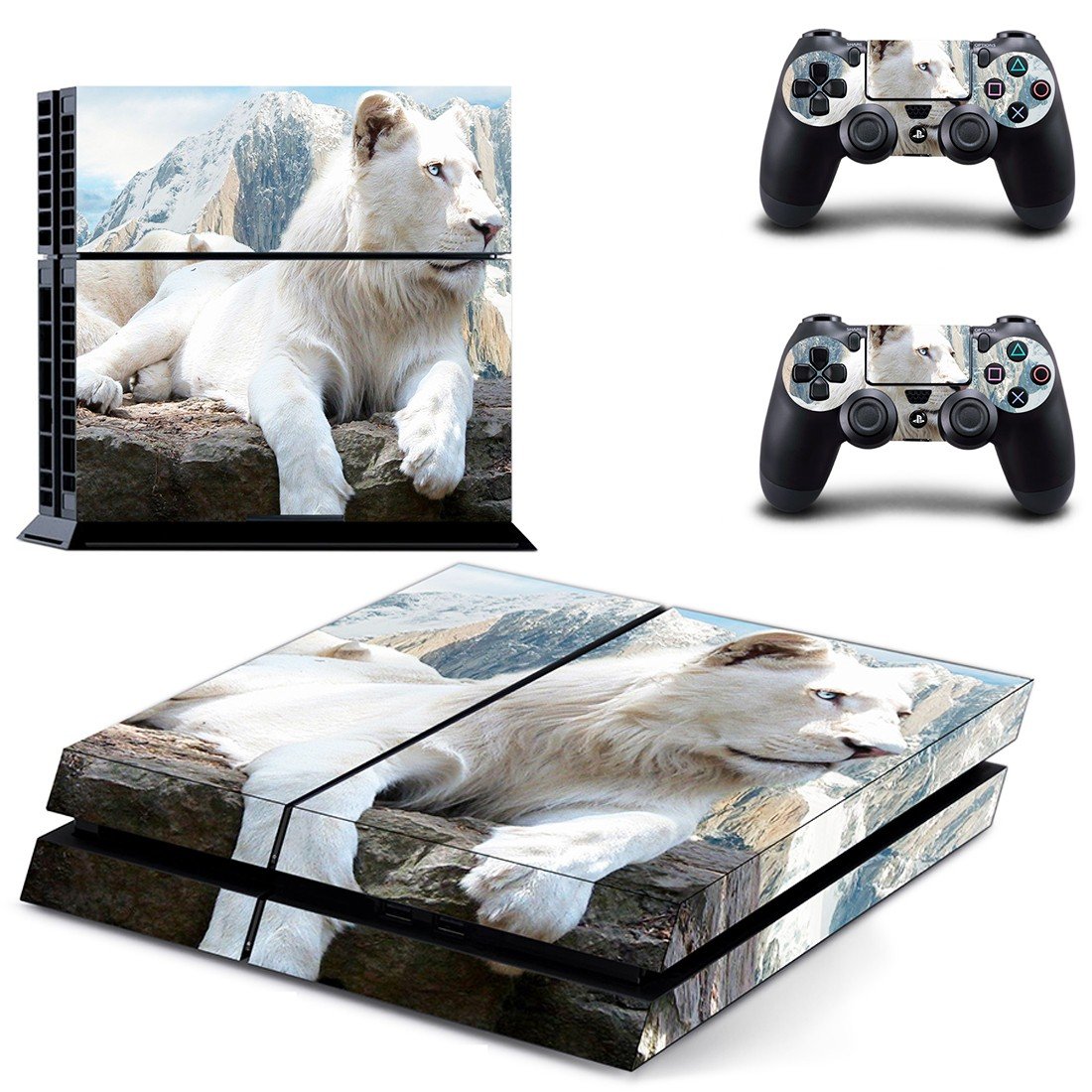 White Lion decal skin sticker for PS4 console and controllers