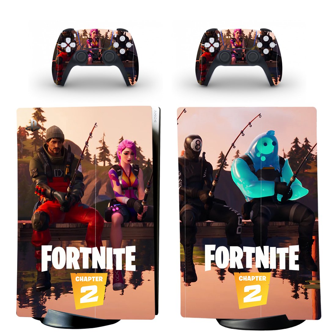 Fortnite decal skin for PS5 digital Console with 2 Controllers