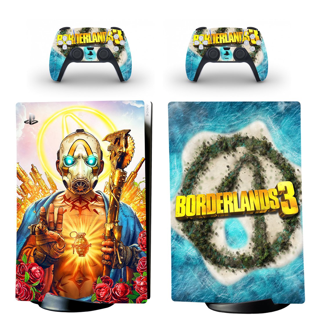 Borderlands 3 decal skin for PS5 digital Console with 2 Controllers