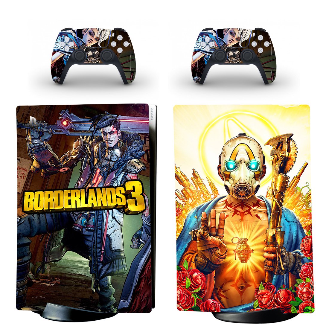 Borderlands 3 decal skin for PS5 digital Console with 2 Controllers