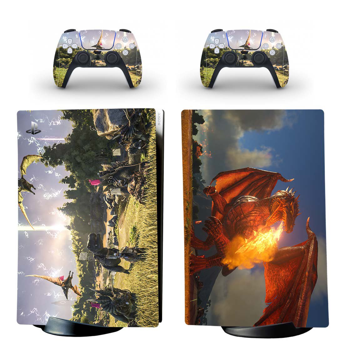 Ark Survival Evolved decal skin for PS5 digital Console with 2 Controllers