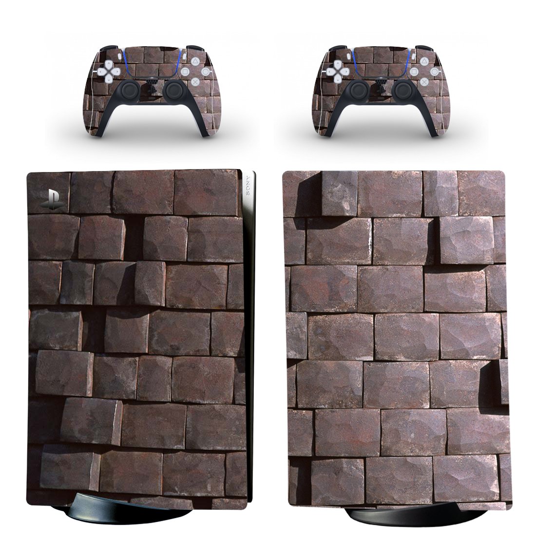 Bricks Texture decal skin for PS5 digital Console with 2 Controllers