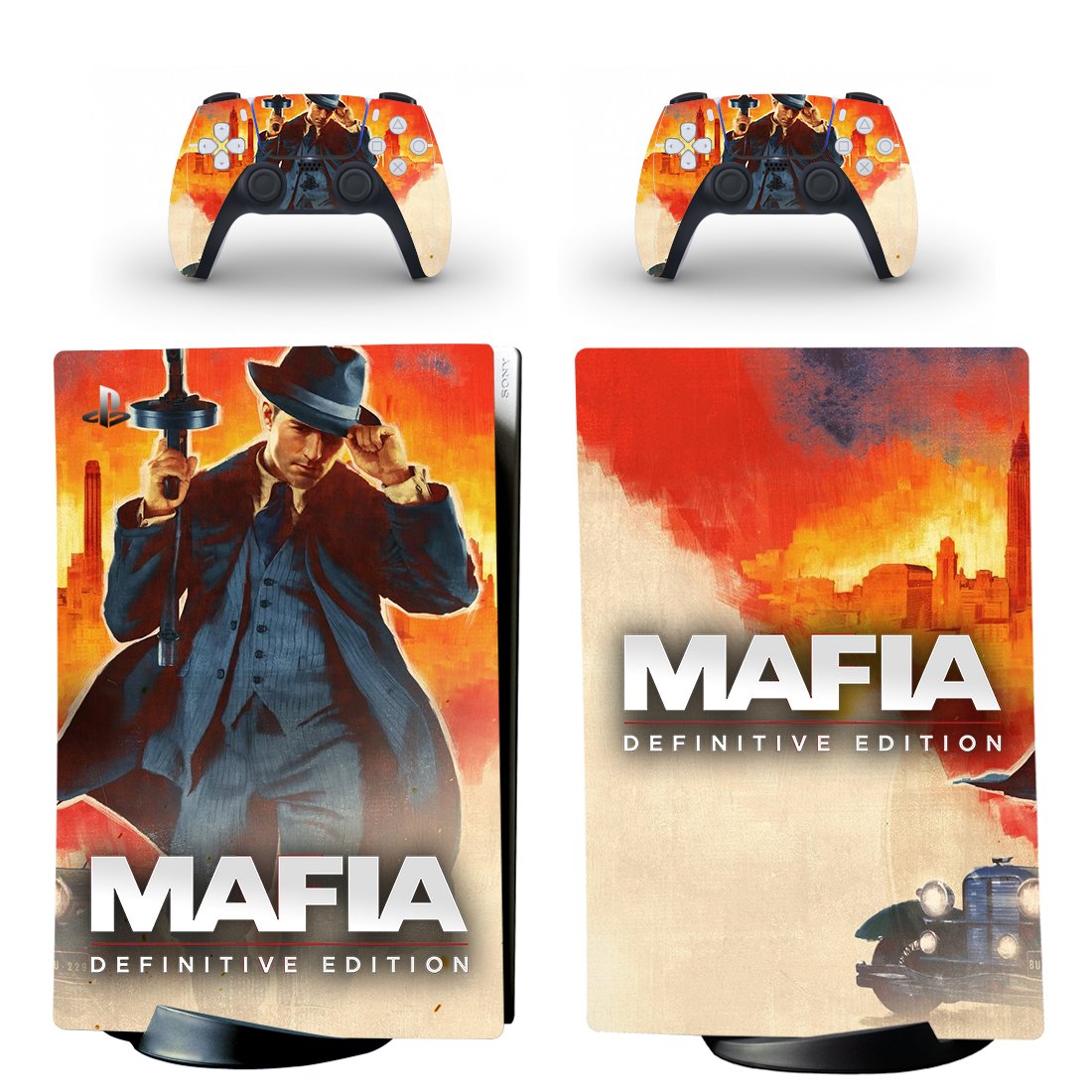 Mafia Definitive Edition decal skin for PS5 digital Console with 2 Controllers
