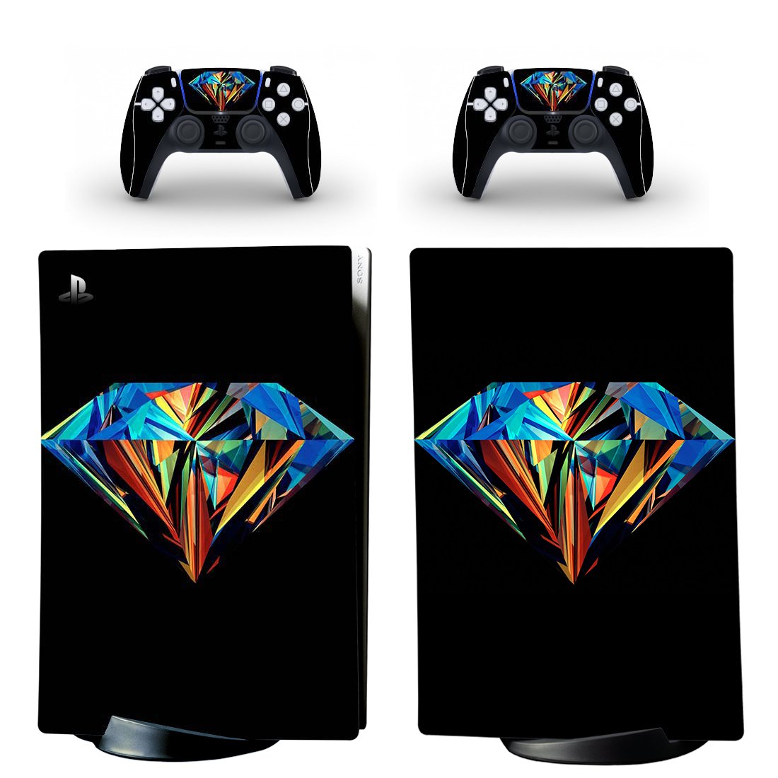 Diamond Texture decal skin for PS5 digital Console with 2 Controllers