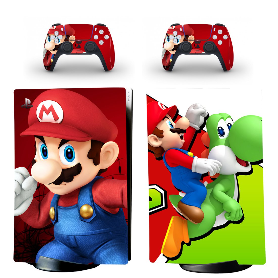 Super Mario decal skin for PS5 digital Console with 2 Controllers