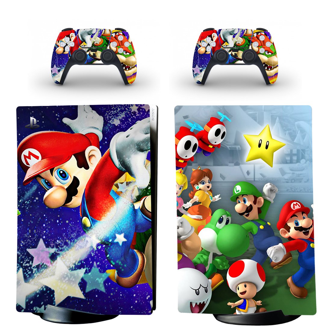 Super Mario decal skin for PS5 digital Console with 2 Controllers