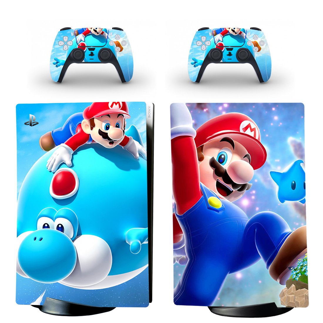 Super Mario decal skin for PS5 digital Console with 2 Controllers