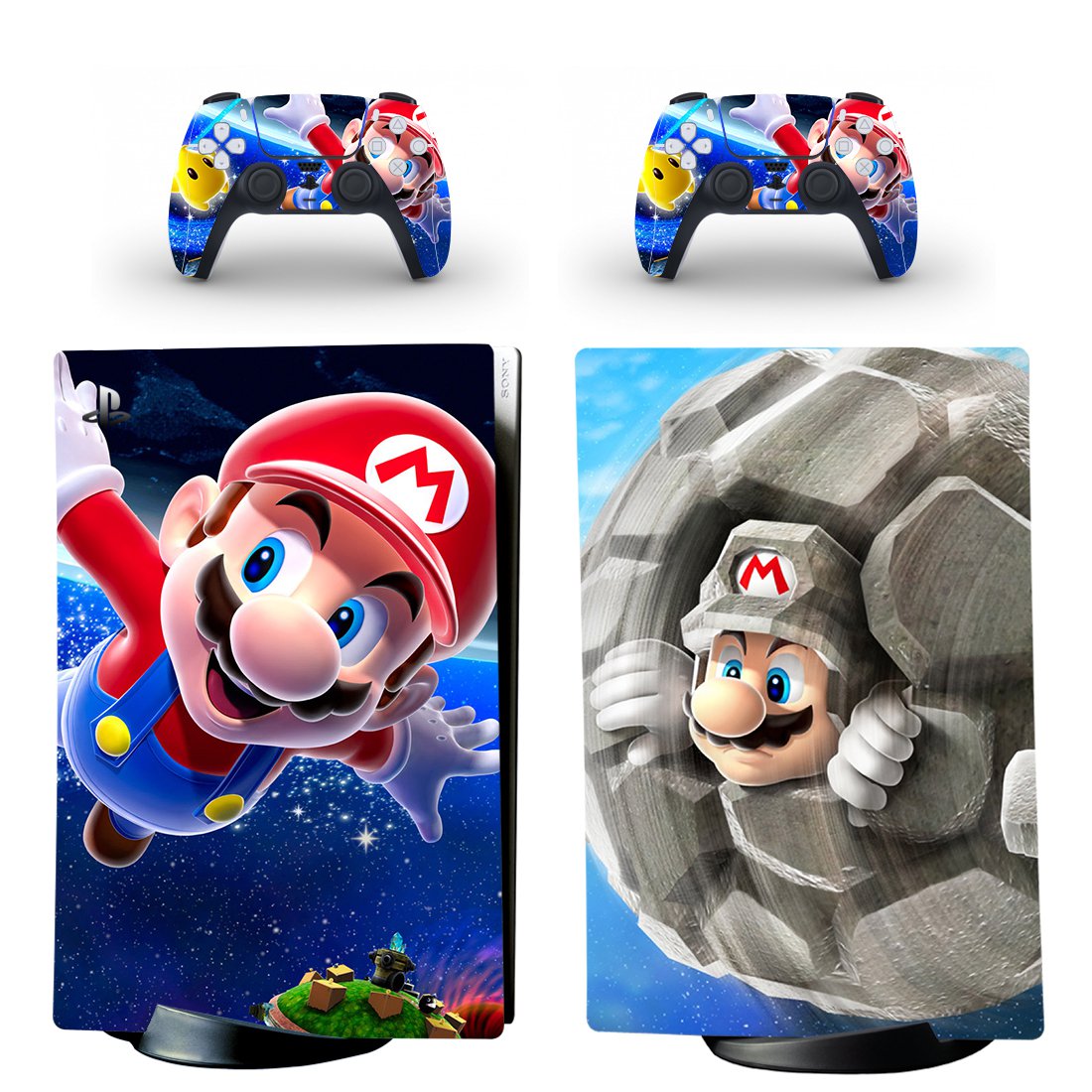 Super Mario decal skin for PS5 digital Console with 2 Controllers