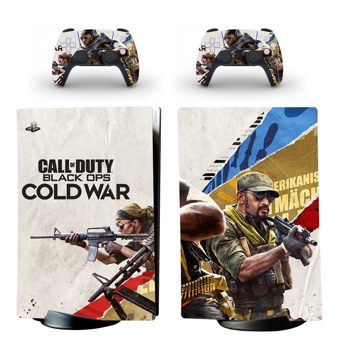 Black Ops Cold War decal skin for PS5 digital Console with 2 Controllers