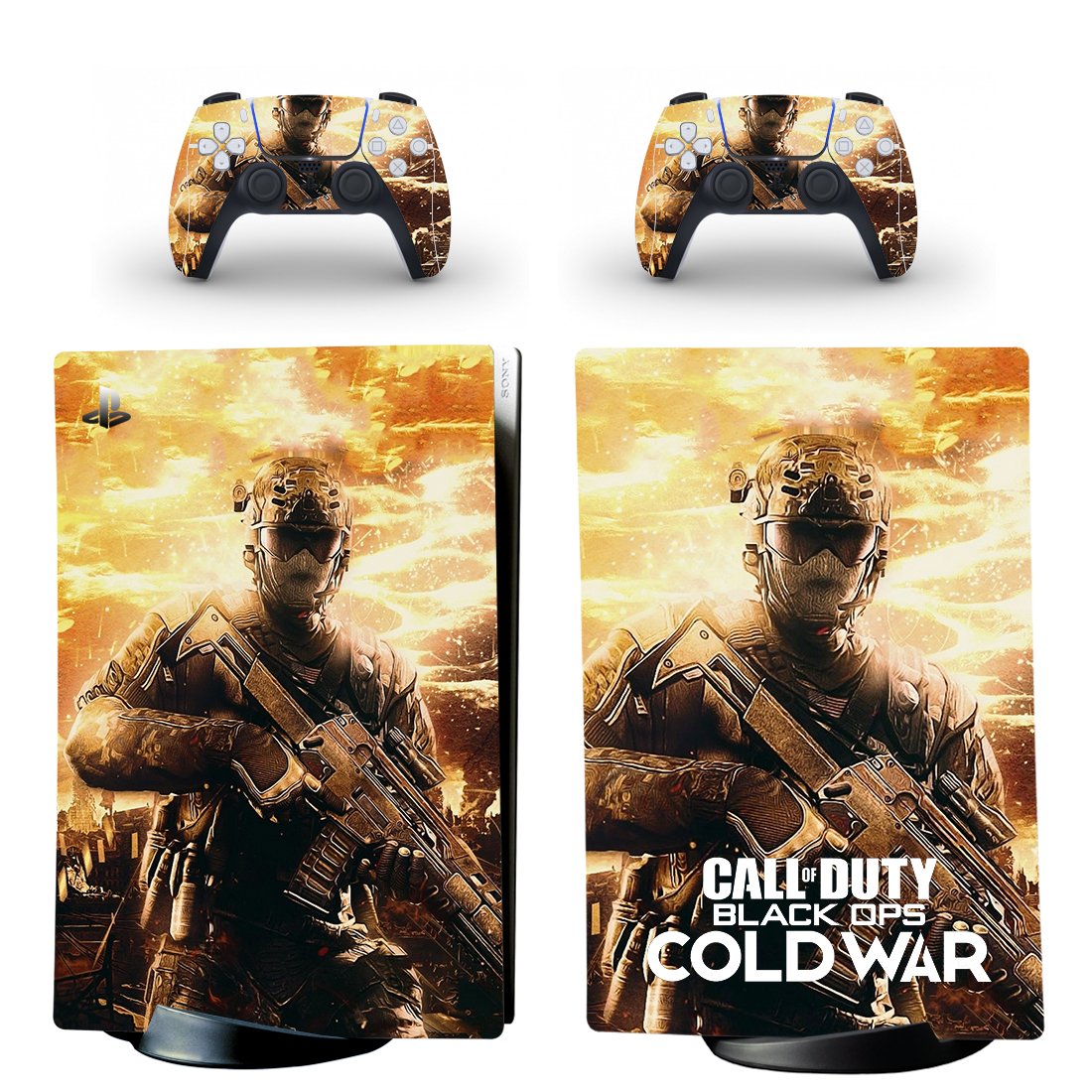 Black Ops Cold War decal skin for PS5 digital Console with 2 Controllers