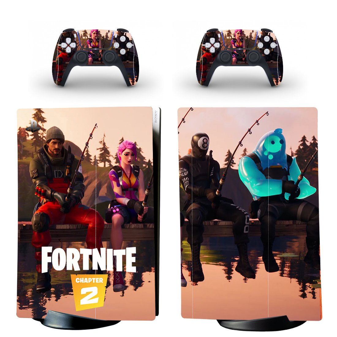Fortnite decal skin for PS5 digital Console with 2 Controllers