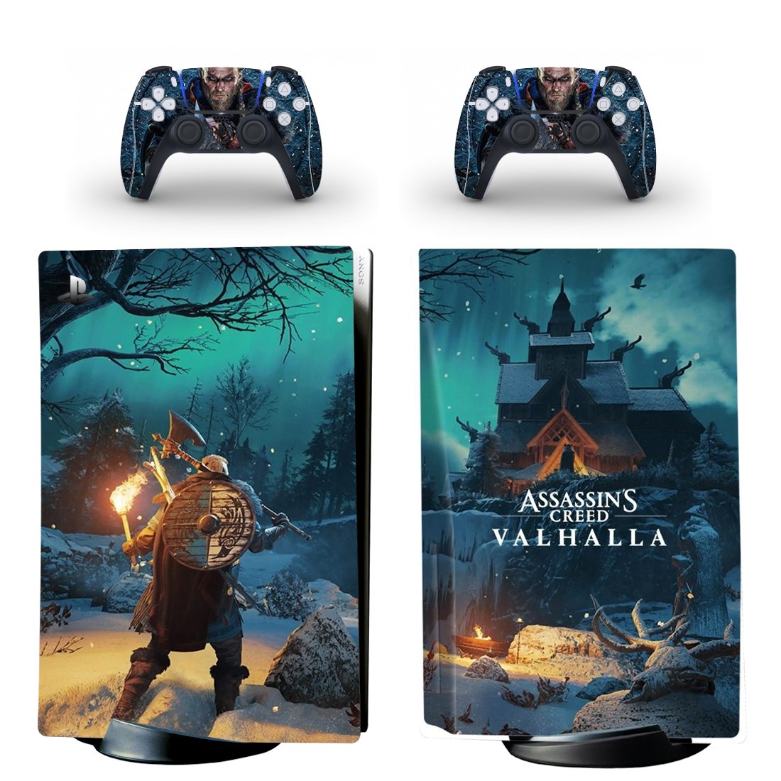Assassin's Creed Valhalla decal skin for PS5 digital Console with 2 Controllers