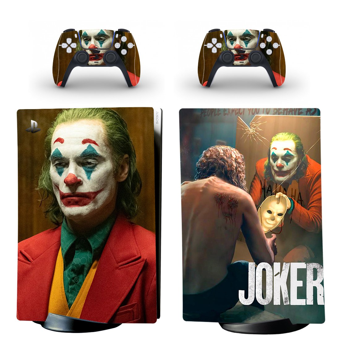 Joker decal skin for PS5 digital Console with 2 Controllers
