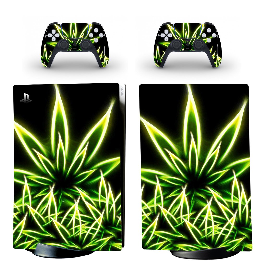 Weed leaf decal skin for PS5 digital Console with 2 Controllers