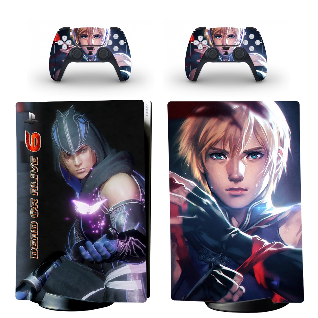 Dead or Alive 6 decal skin for PS5 digital Console with 2 Controllers