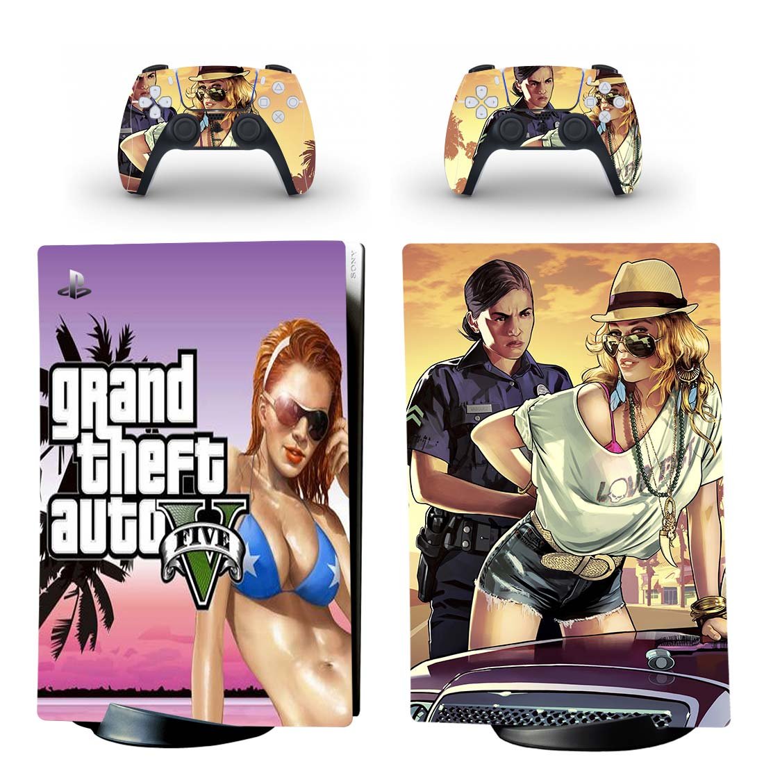 Grand Theft Auto 5 decal skin for PS5 digital Console with 2 Controllers