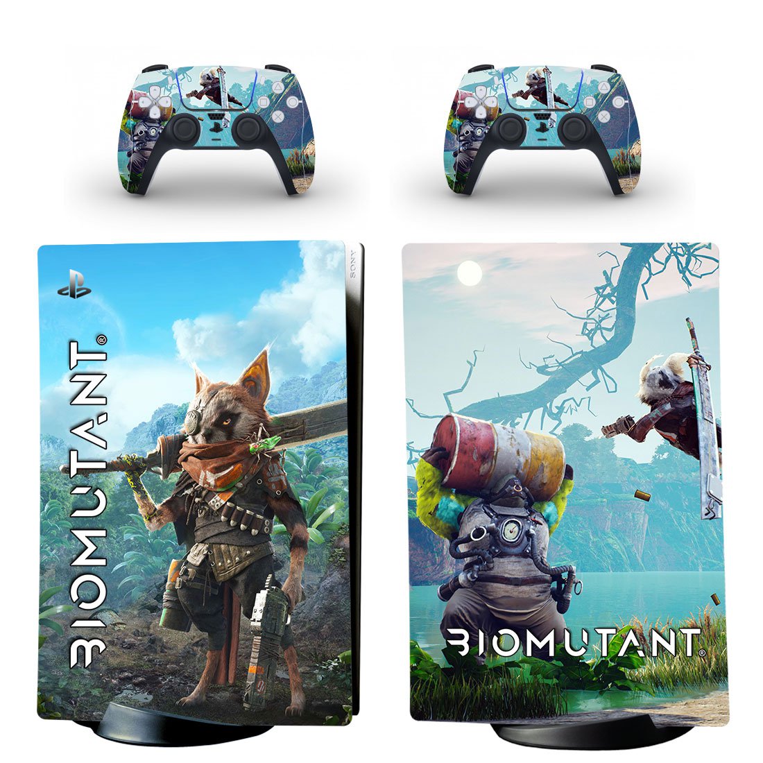 Biomutant decal skin for PS5 digital Console with 2 Controllers