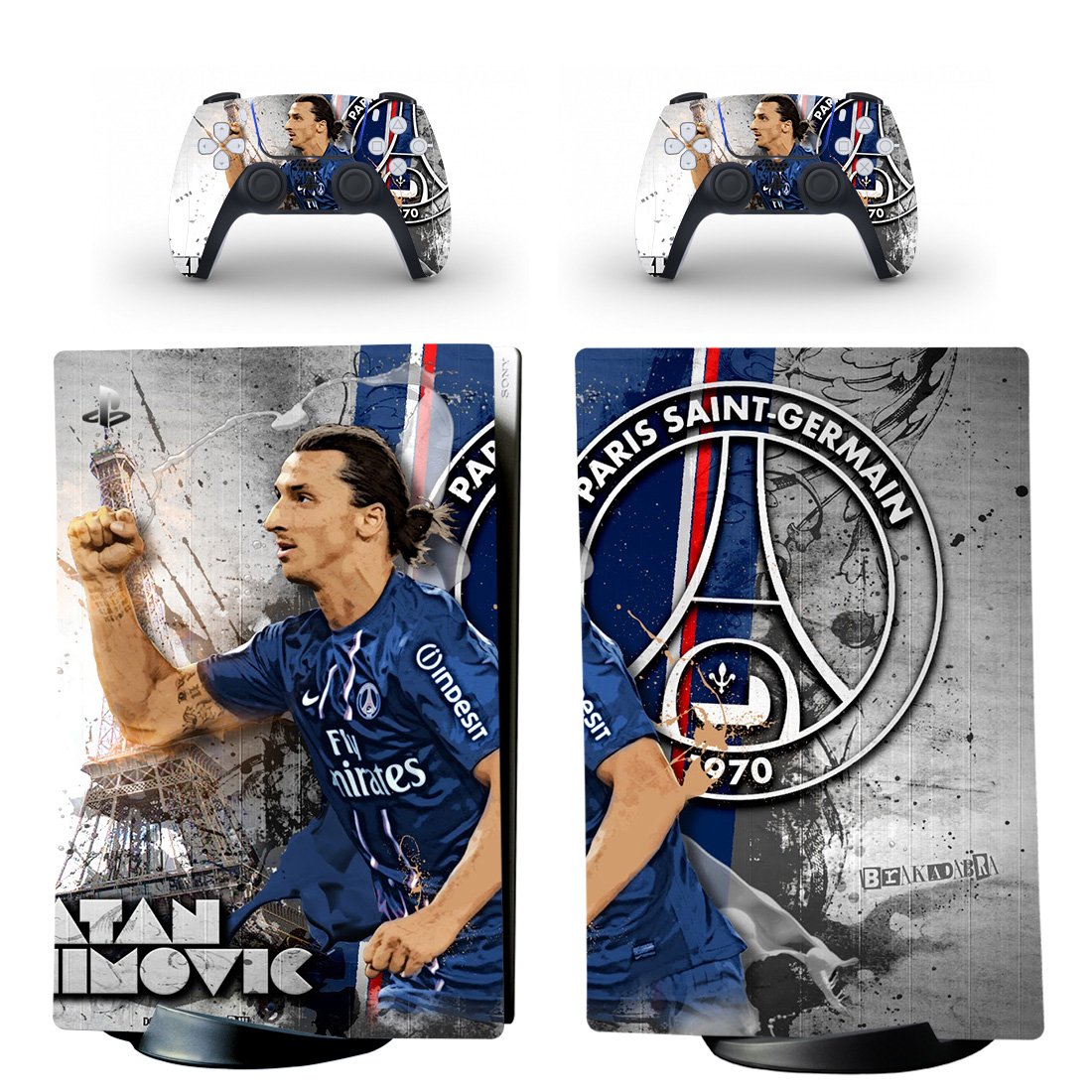 Paris Saint Germain FC decal skin for PS5 digital Console with 2 Controllers