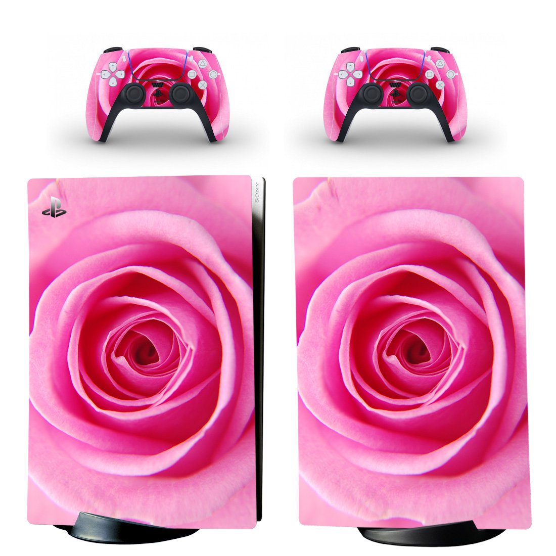 Rose decal skin for PS5 digital Console with 2 Controllers