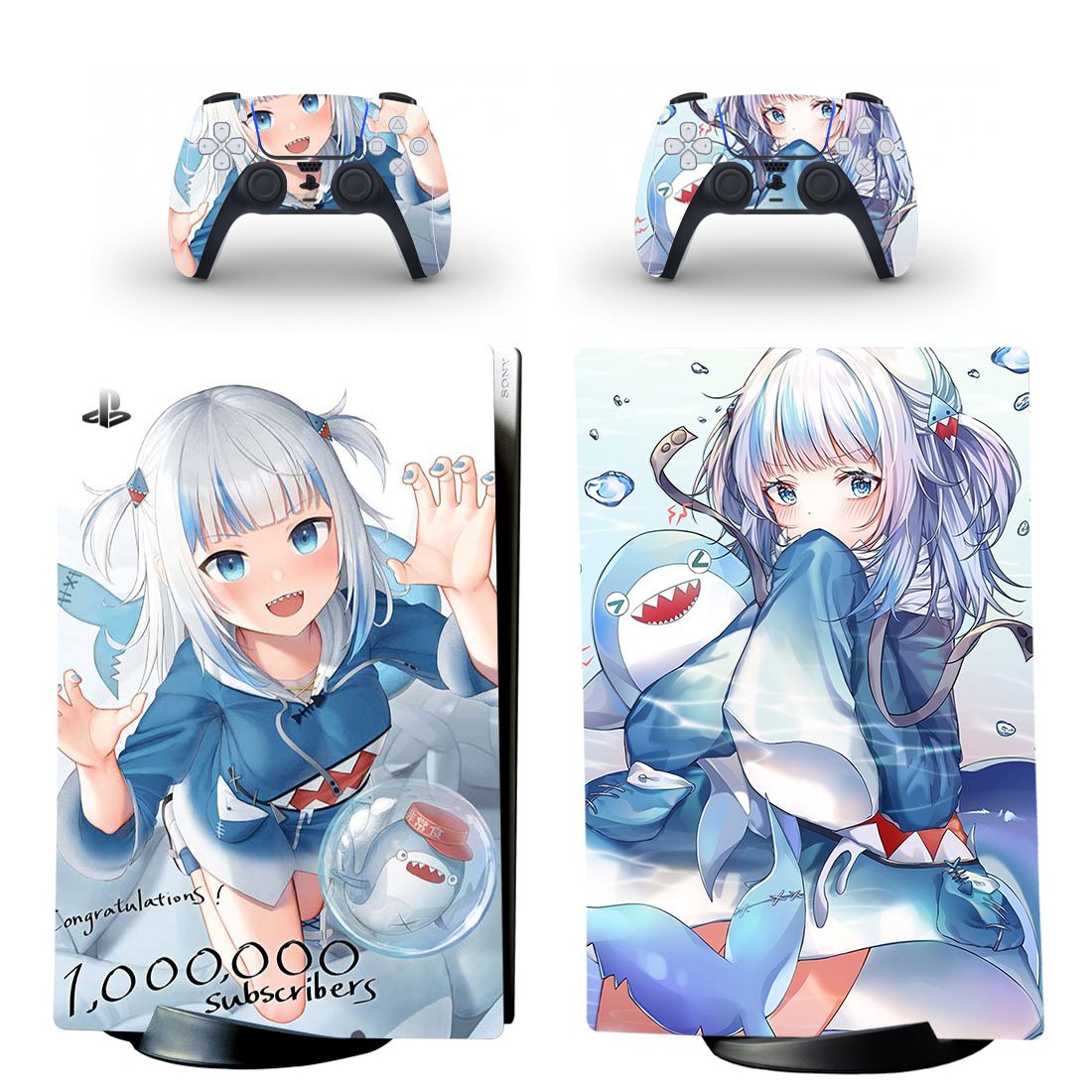 Anime decal skin for PS5 digital Console with 2 Controllers