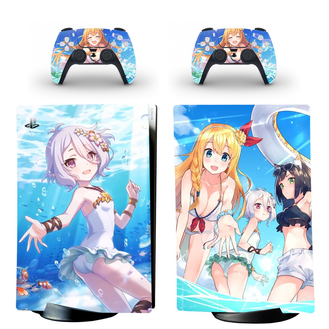 Anime decal skin for PS5 digital Console with 2 Controllers