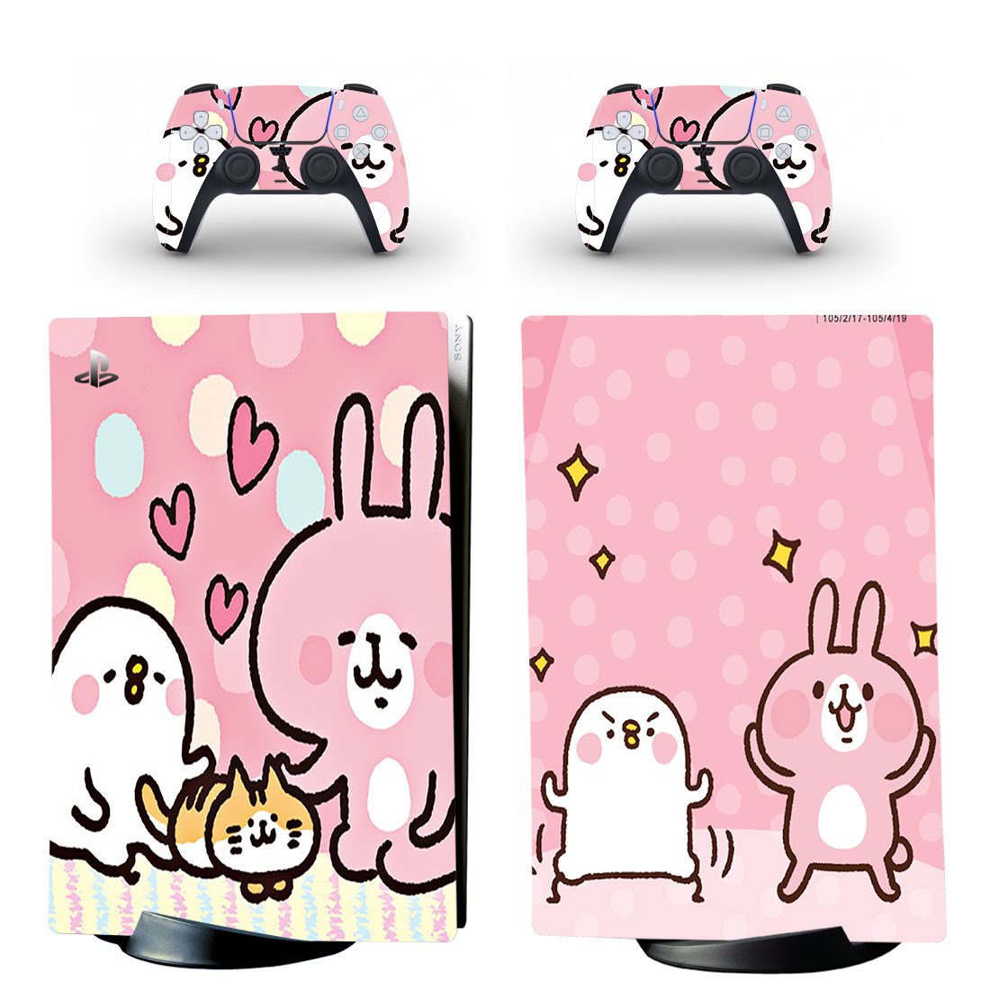 Anime Rabbit decal skin for PS5 digital Console with 2 Controllers
