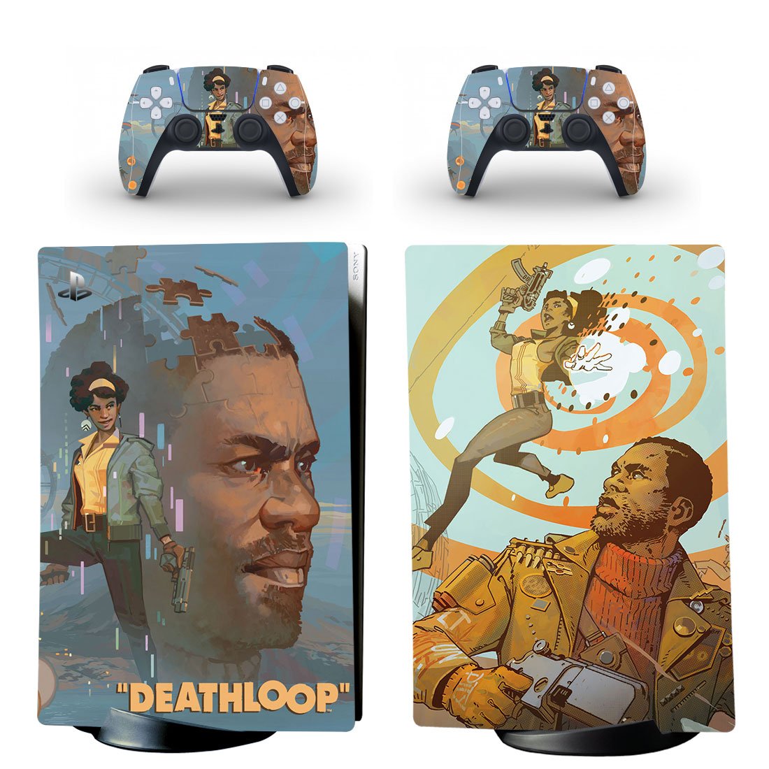 Death Loop decal skin for PS5 digital Console with 2 Controllers